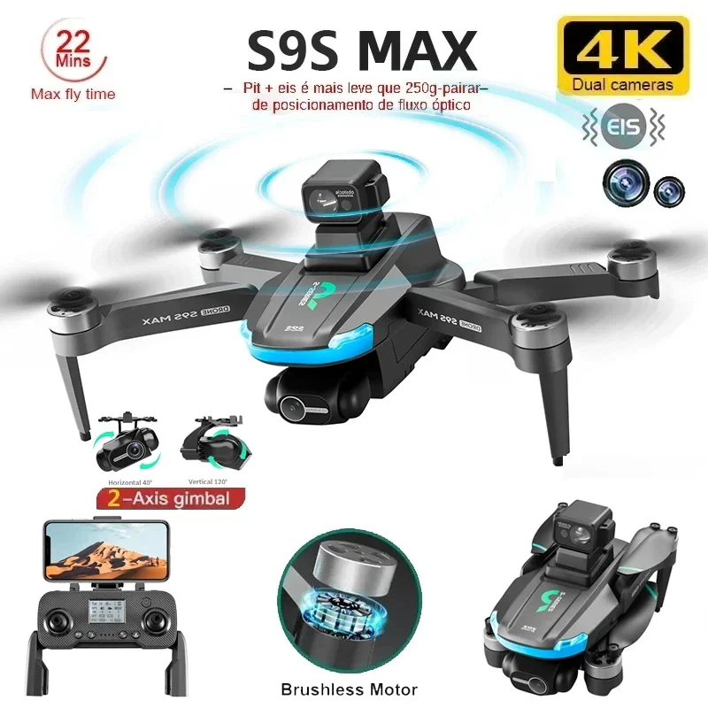 Novo s9s max mini drone 4k 2 e - Drone Remote Controller Lanyard avaliação e preço